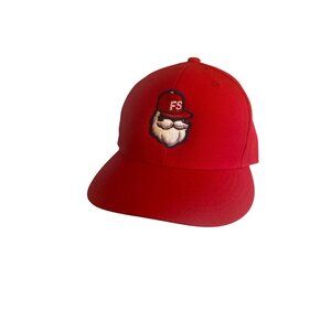 FS Santa Clause Logo Red Baseball Cap Lids‎ Size 7 1/4 Acrylic Wool Holliday